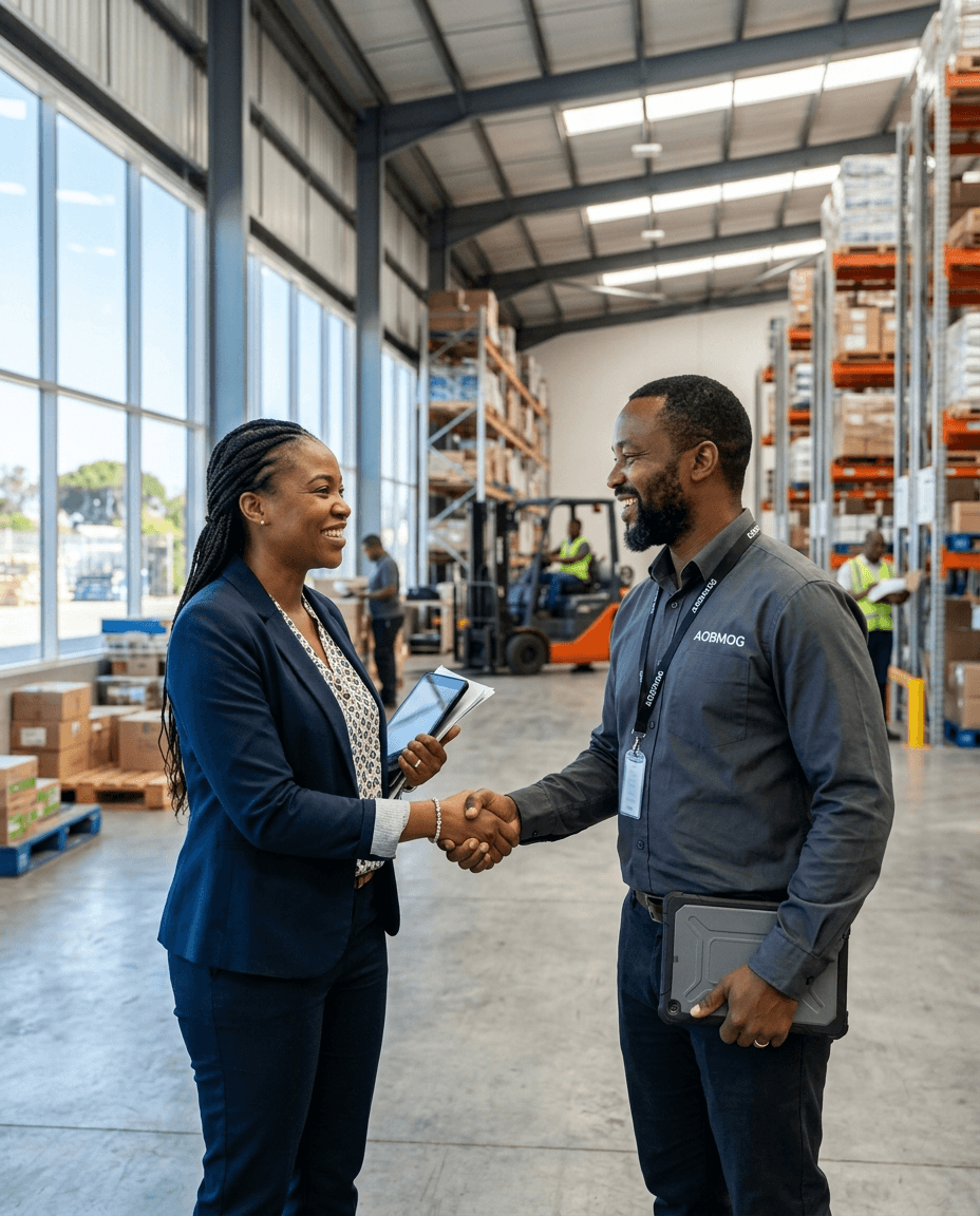An AOBMOG team member and client in a positive operational moment